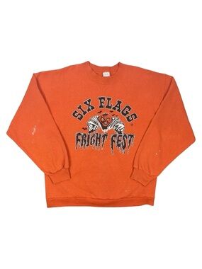 Vintage Six Flags Theme Parks Six Flags Fright Fest Crew Neck Sweatshirt